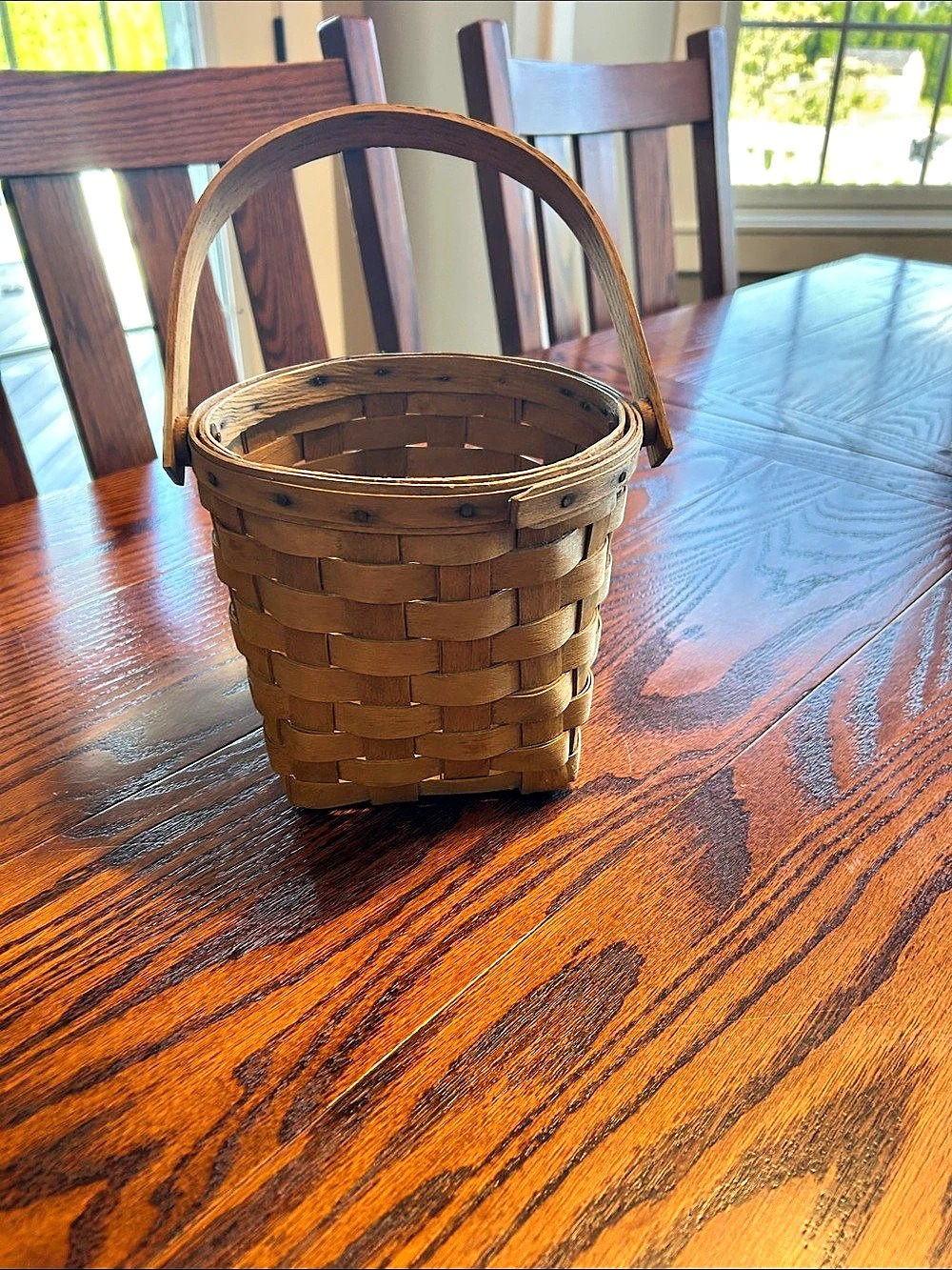 Longaberger Woven Wood Basket with Handle in Brown